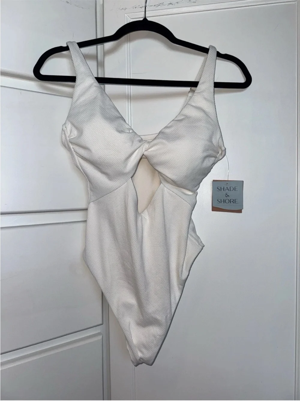 Shade & Shore White Textured Swim Top with Tag